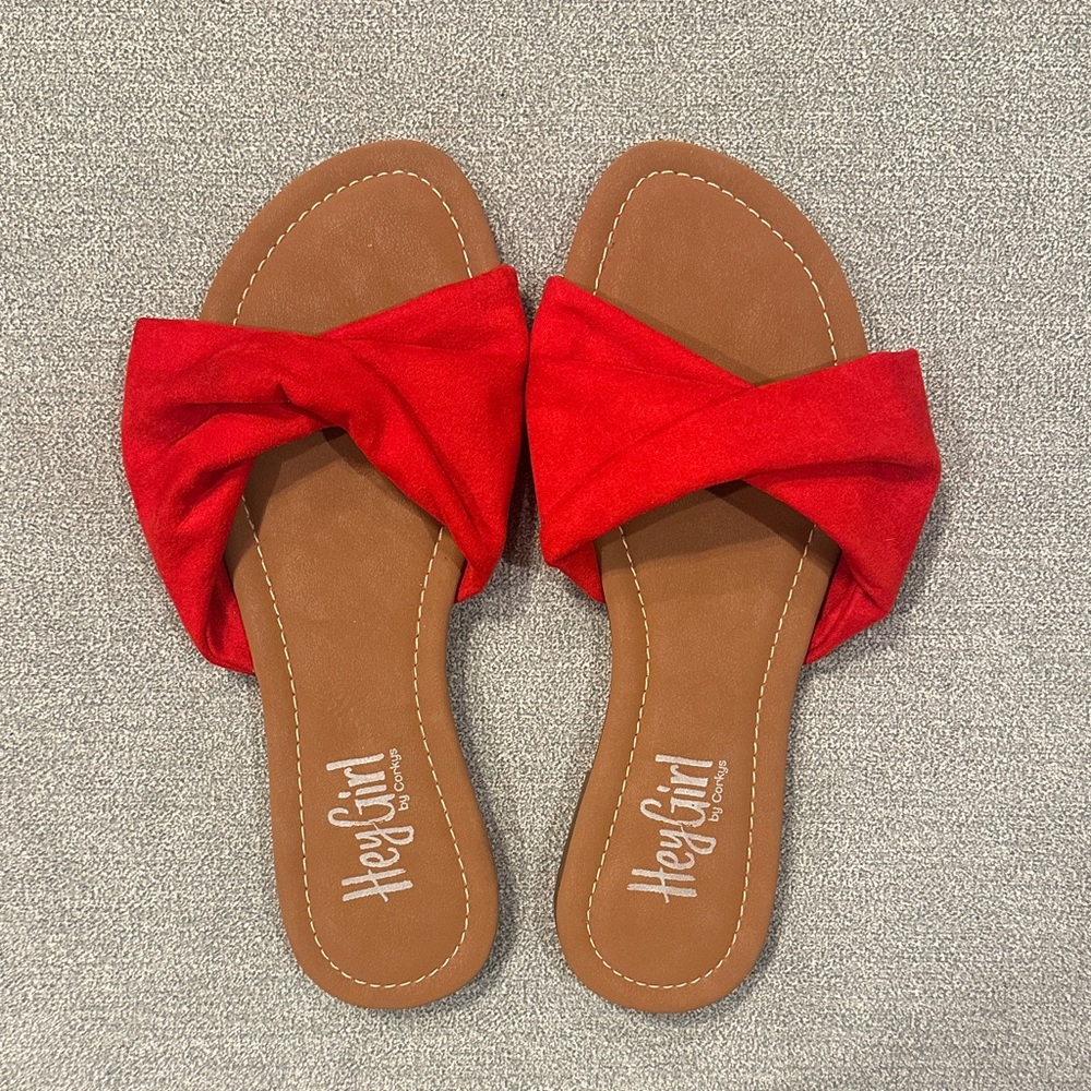 Corkys Red Slide Sandals- NWOT 9 - Picture 1 of 8